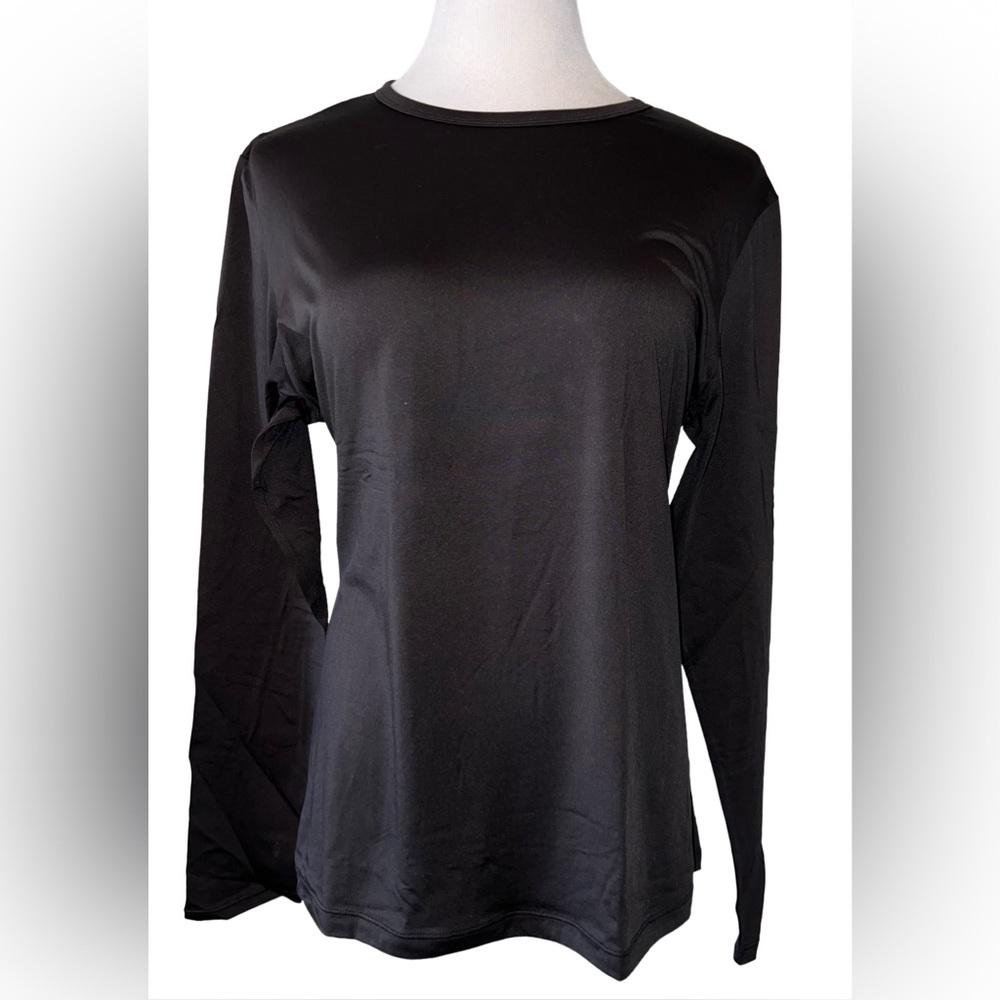 Cuddl Duds Chill Chasers Stretch Microfiber Long Sleeve Crew Top CD8485 Black